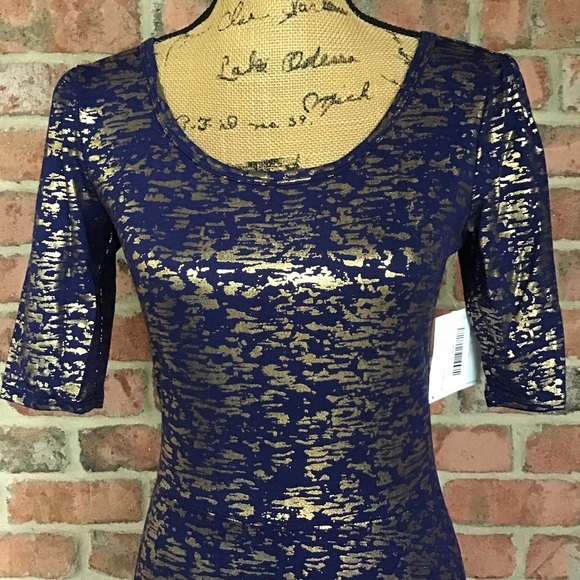 LuLaRoe Ana Maxi Dress Elegant Blue With Metallic Gold XS & SM Available NWT! - Picture 5 of 12